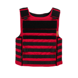 Anorak Niobium® Instructor I Stik & Skudsikker Vest i rød, designet til at beskytte mod skydevåben og knive, med straps og justerbar pasform.