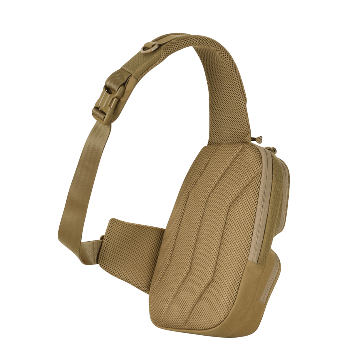 M-Tac Buckler Taske Elite Hex i sort med skjult bæreplads, MOLLE-system og stødabsorbering for komfort under brug.