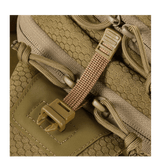 M-Tac Buckler Taske Elite Hex i nærbillede viser Hex-Cordura stof med MOLLE-system til ekstraudstyr.